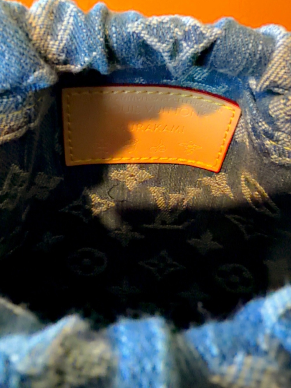 Louis Vuitton Blue Monogram Denim Bucket Shoulder Bag with Gold Chain - Picture 7 of 7